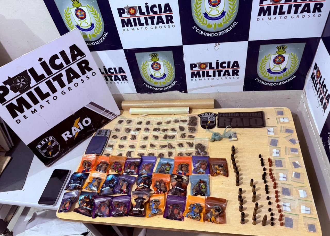 Polícia militar de Cuiabá apreende drogas e munições durante operação no bairro Canjica