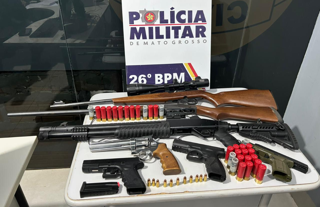 Apreensões de armas pela Polícia Militar de Mato Grosso aumentam 78% no início de 2026