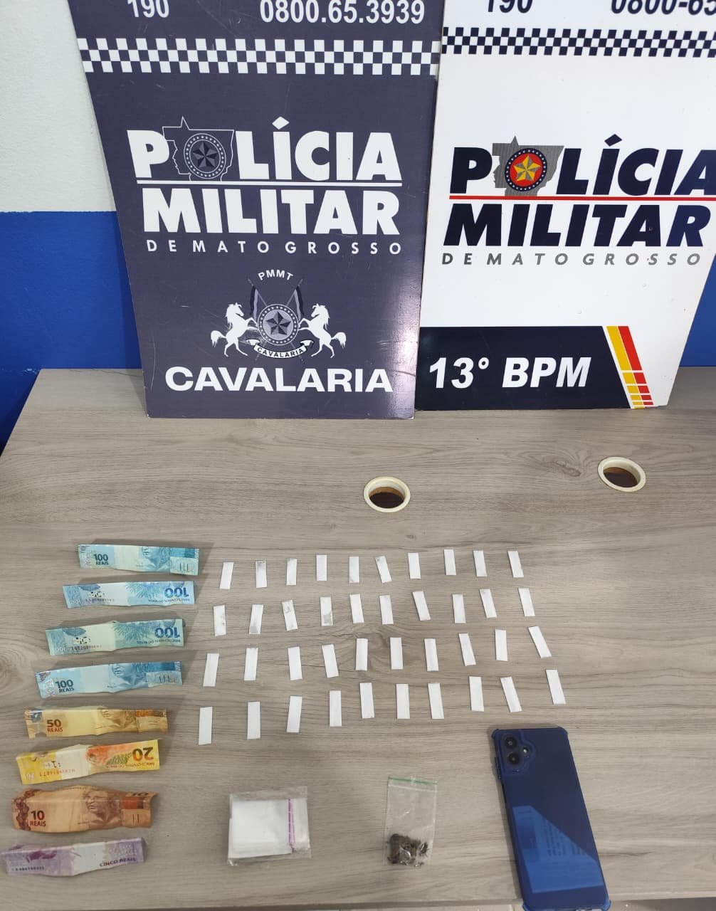 Cavalaria da Pm realiza operação e apreende 40 porções de cocaína em Lucas do Rio Verde