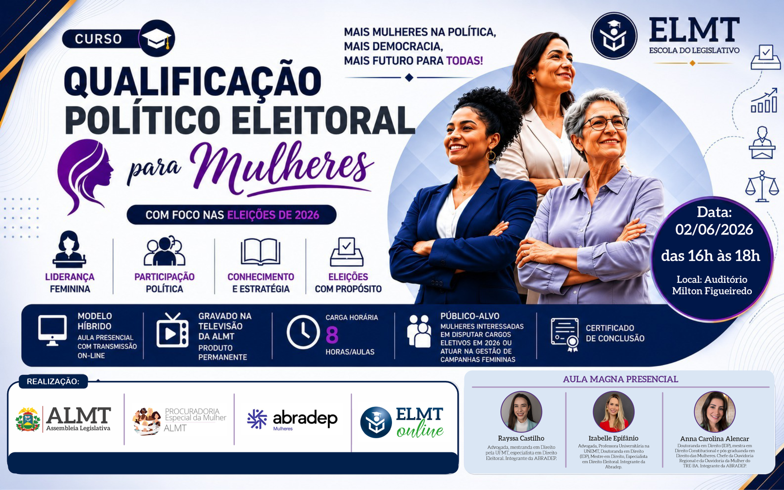 ALMT promove curso DE qualificação política eleitoral para mulheres