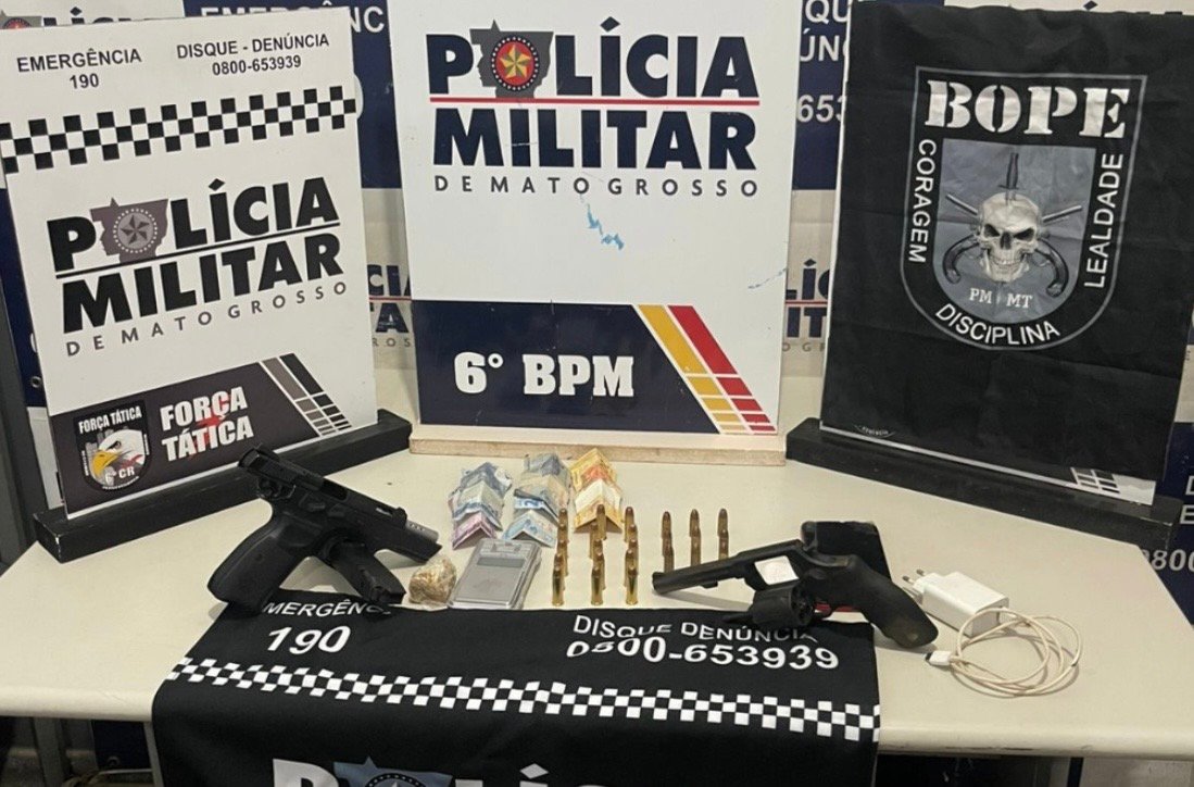 Operação da PM em Cáceres resulta na prisão de cinco suspeitos com armas e drogas