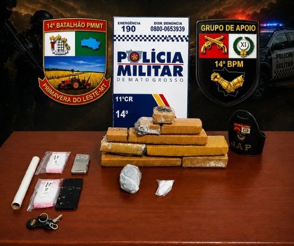 Polícia apreende drogas e veículo durante operação em Primavera do Leste