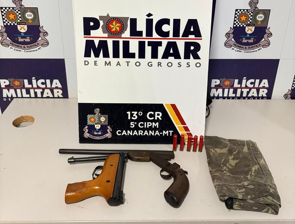 Homem embriagado agride esposa e é preso com armas em Canarana