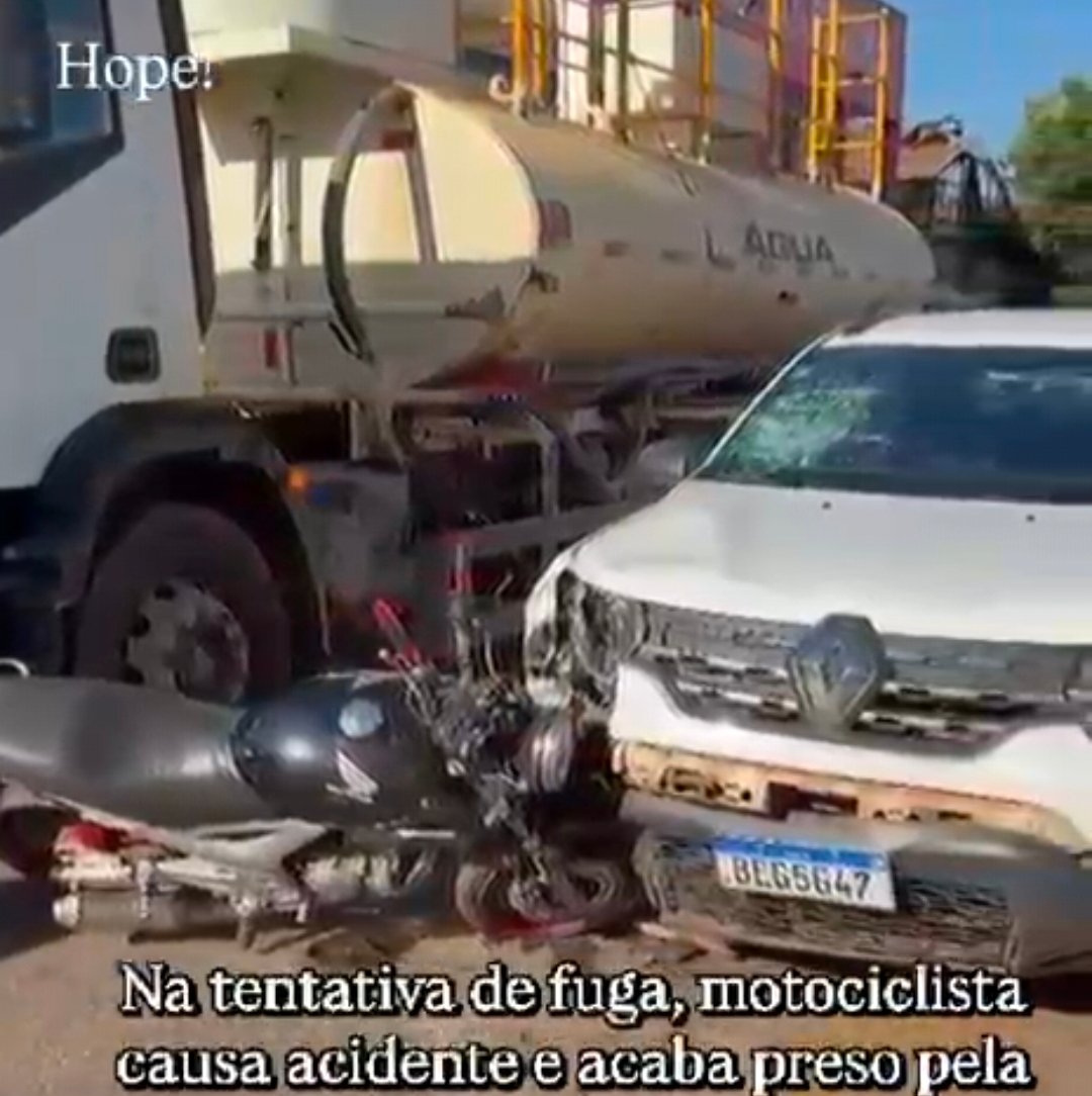 Motociclista é detido após fuga e colisão com carro em Rondonópolis