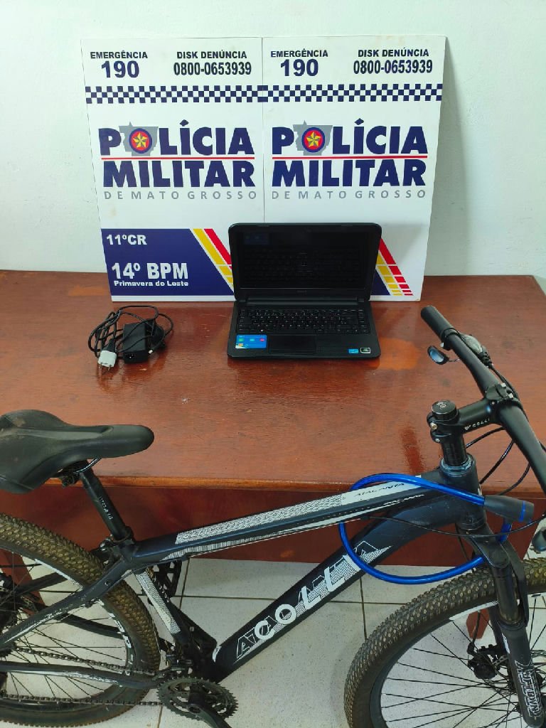 Suspeito é detido com bicicleta e notebook furtados em Primavera do Leste