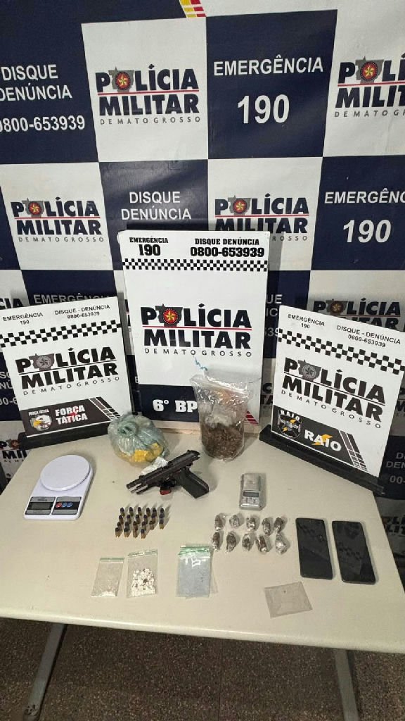 Polícia Militar detém dois jovens com armas e drogas em Cáceres, MT