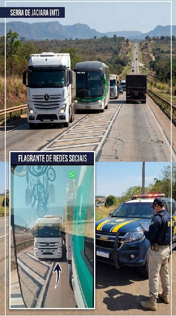 PRF recolhe carreta com freios inoperantes que quase colidiu com ônibus na Br-364 em Rondonópolis
