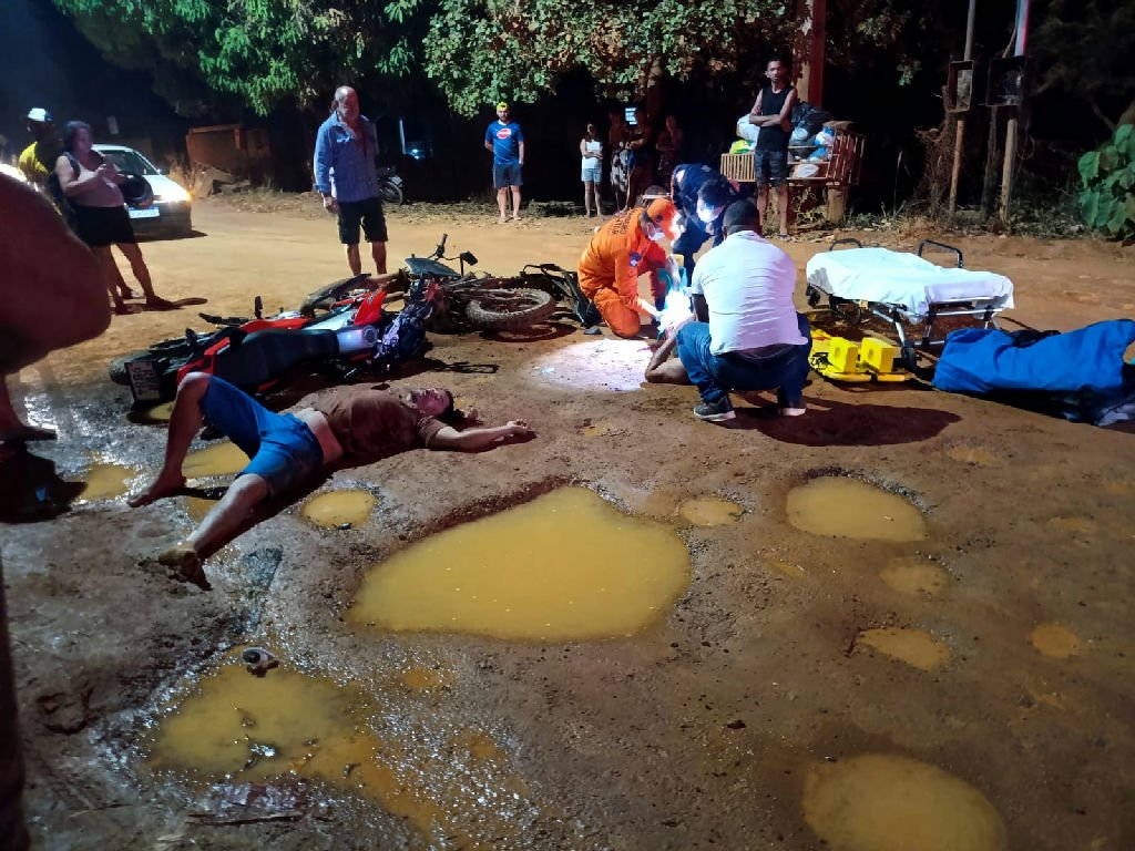 Colisão entre motocicletas deixa três feridos em Primavera do Leste