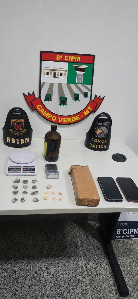 Dois jovens são presos por tráfico de drogas em Campo Verde durante ação policial