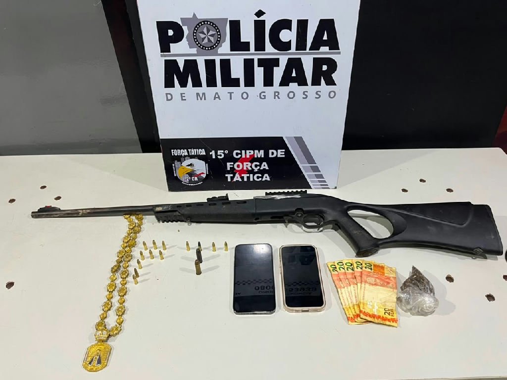 Força Tática captura foragido com mandados e apreende fuzil em mineradora de MT