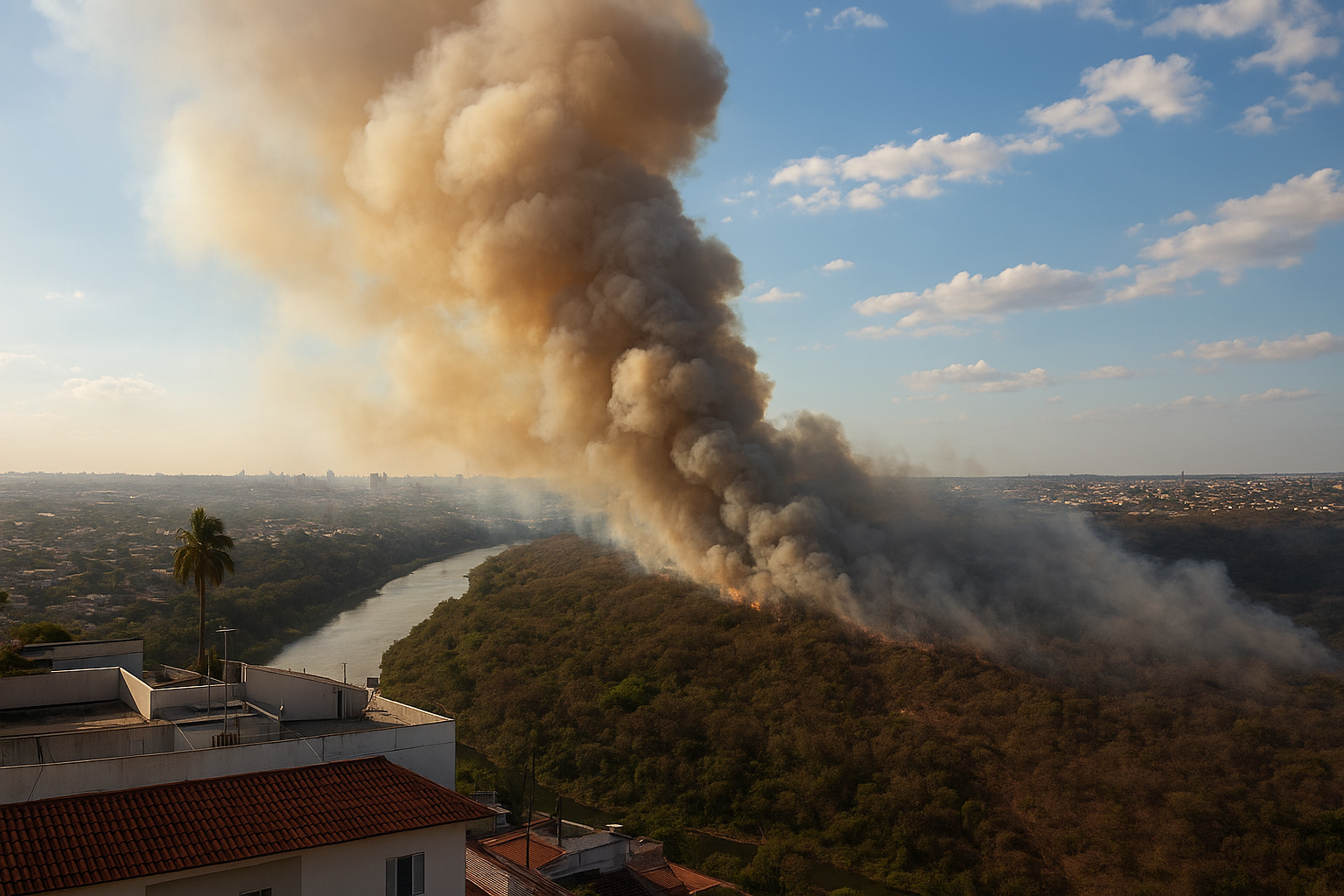 Incêndio de grandes proporções atinge área do GAC e gera alerta em Rondonópolis