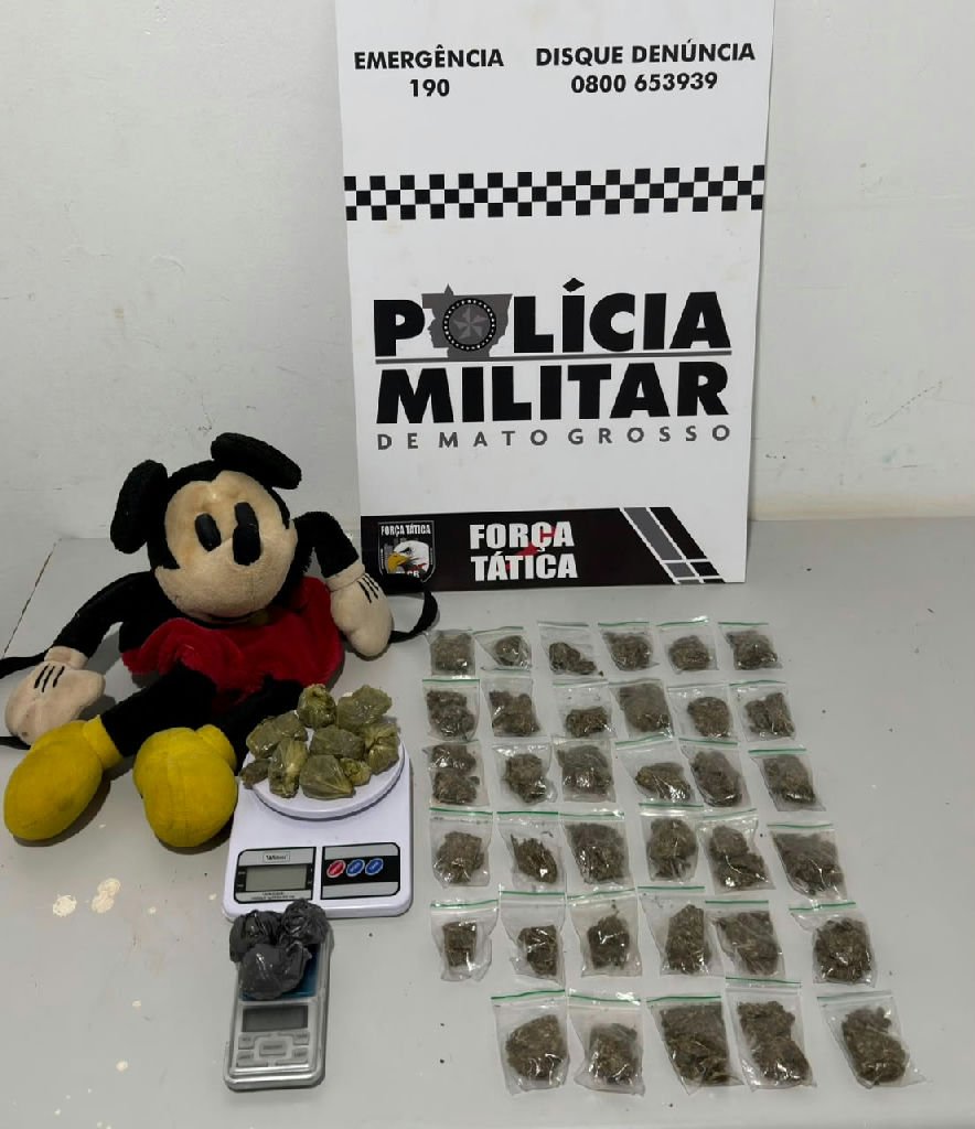 Irmãos adolescentes apreendidos com drogas escondidas em urso de pelúcia em Tangará da Serra