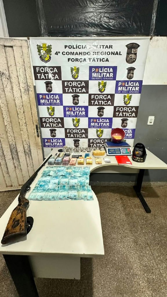 Jovem é detido com espingarda, drogas e mais de R$ 15 mil em Rondonópolis