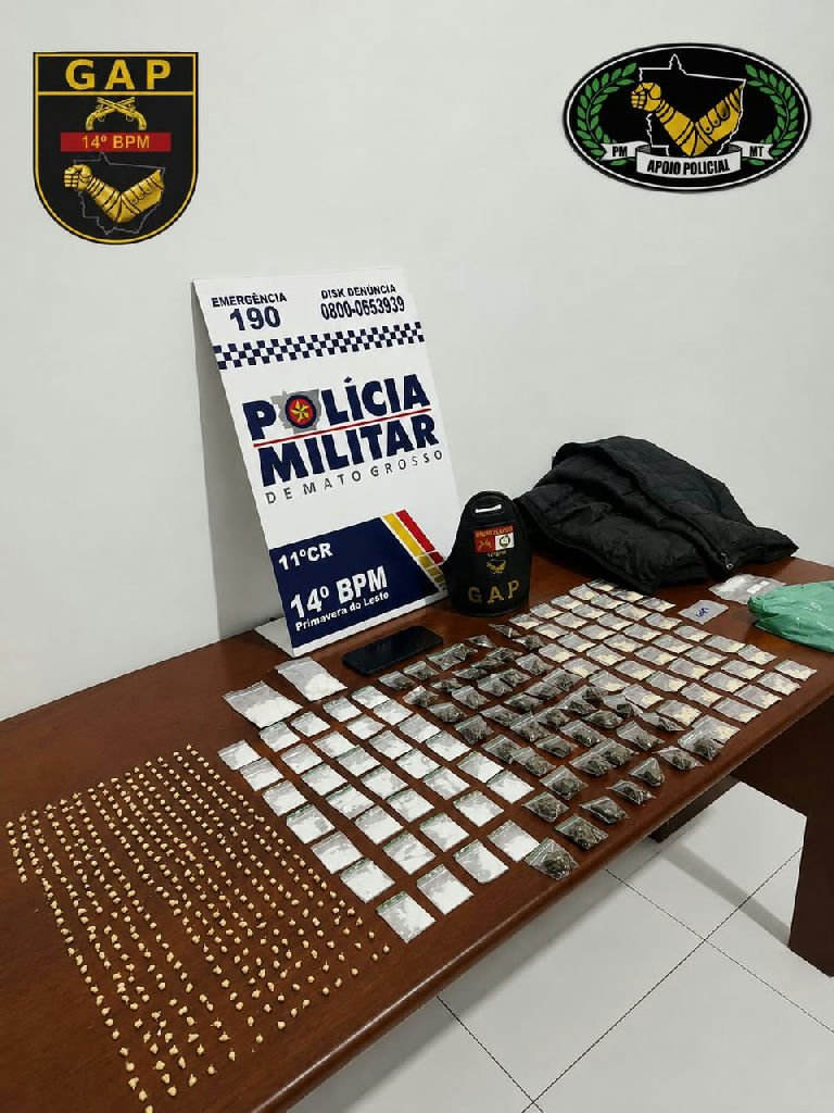 Jovem é preso com mais de 500 porções de drogas em Primavera do Leste