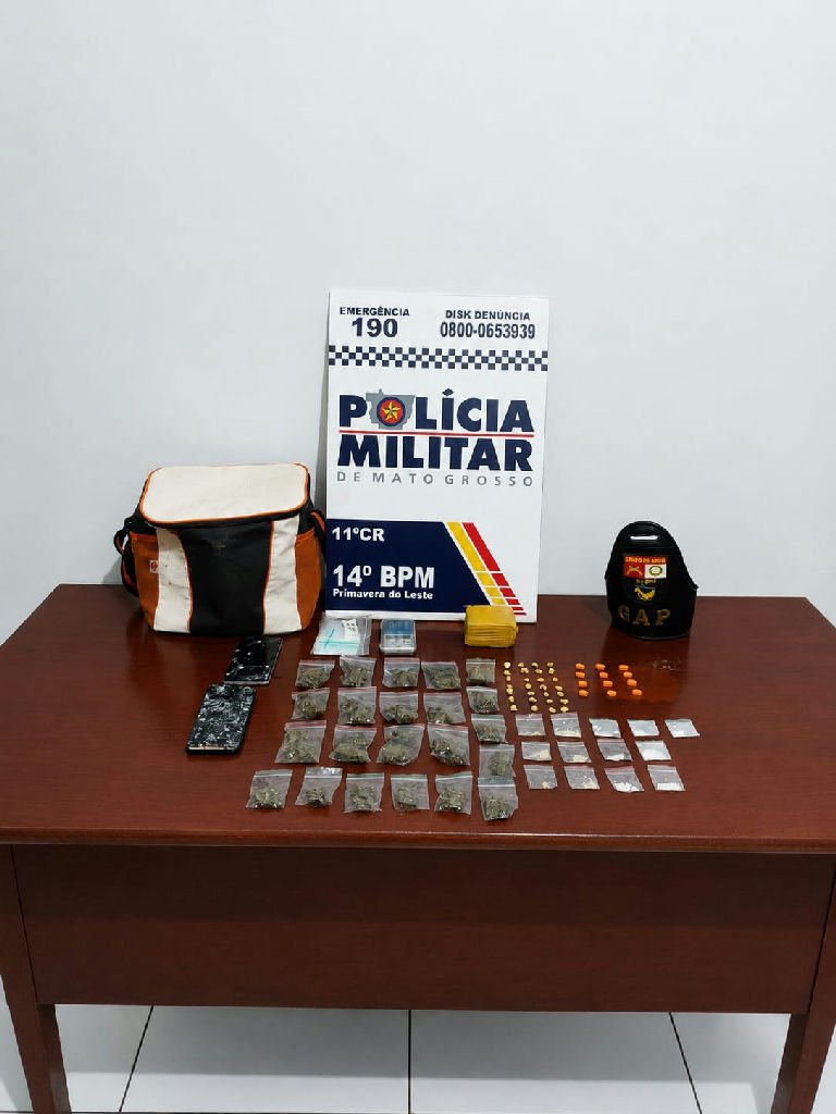 Polícia Militar apreende drogas e detém dupla no Centro Leste de Primavera do Leste