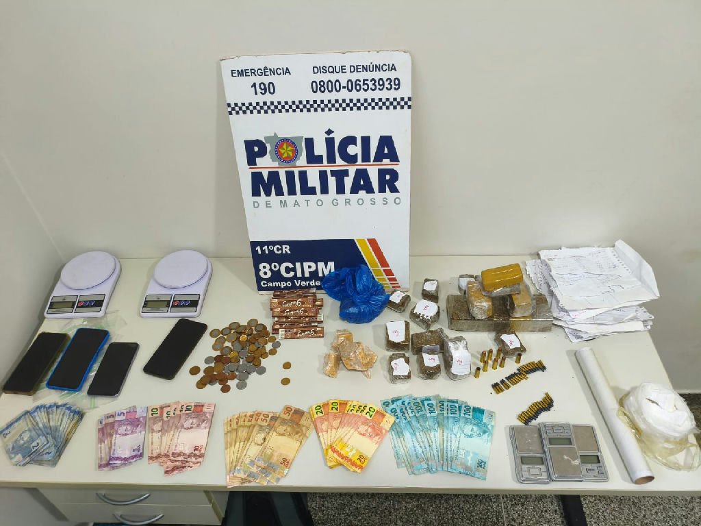 Polícia Militar apreende drogas e munições em operação em Campo Verde