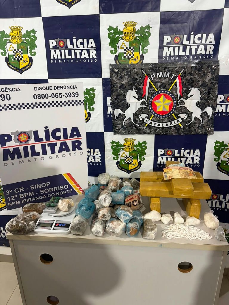 Polícia Militar apreende mais de oito quilos de drogas e prende quatro em MT