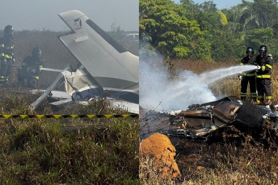 Avião cai em Água Boa e deixa três mortos carbonizados