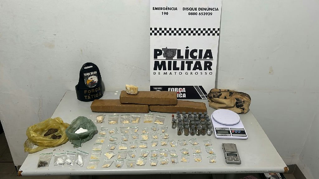 Casal é detido com 60 porções de drogas e sementes de cannabis em Tangará da Serra