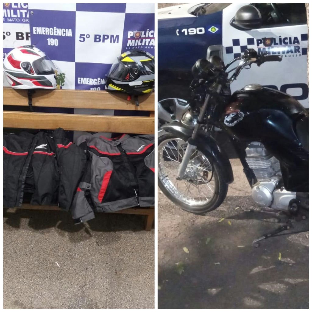 Dois jovens são detidos com jaquetas furtadas e moto roubada em Rondonópolis