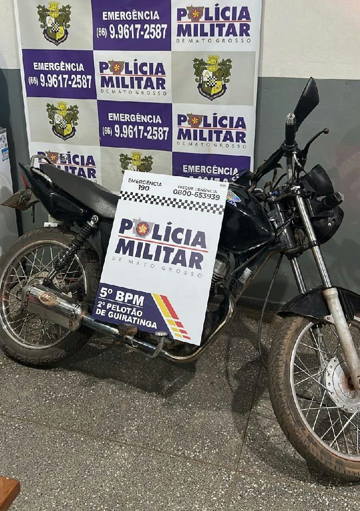 Homem é detido em Guiratinga por conduzir motocicleta roubada