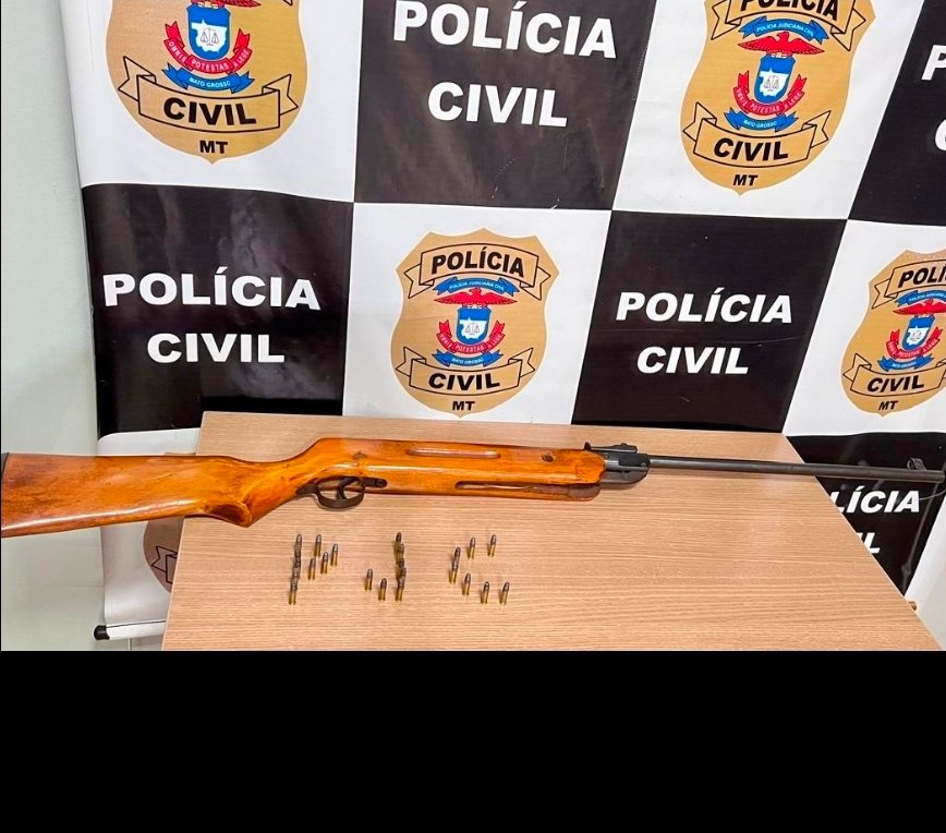 Polícia apreende espingarda e munições durante atendimento a vítima de violência doméstica em Rondonópolis