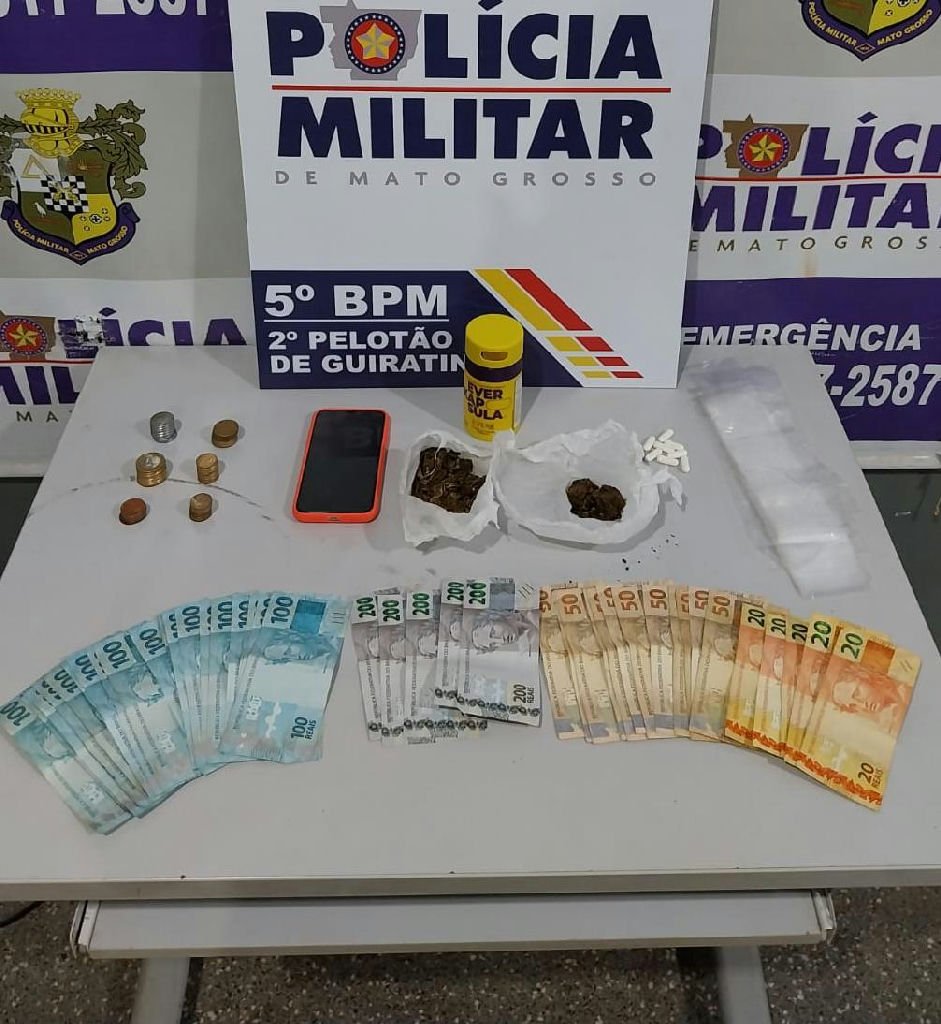 Polícia Militar detém homem e apreende adolescente por tráfico de drogas em Guiratinga