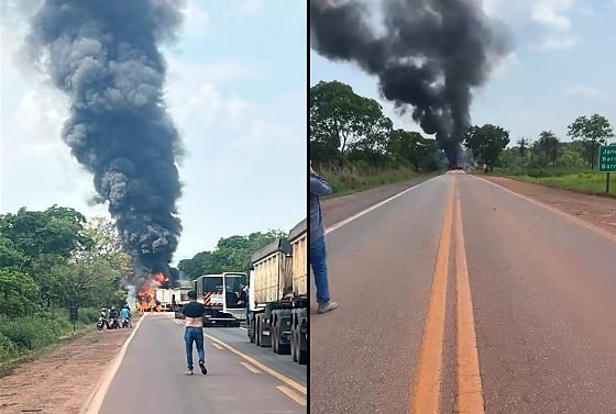 Acidente grave na Br-364 resulta em uma morte e interdição total da rodovia