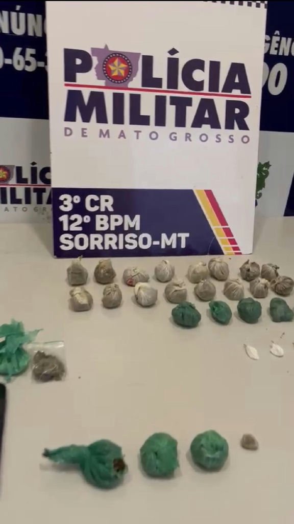 Adolescente e jovem são detidos com drogas em área de mata em Sorriso