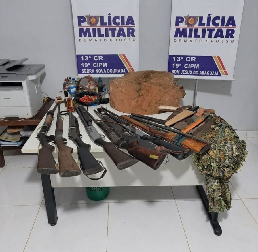 Dois homens são detidos após apreensão de oito armas em Serra Nova Dourada, MT