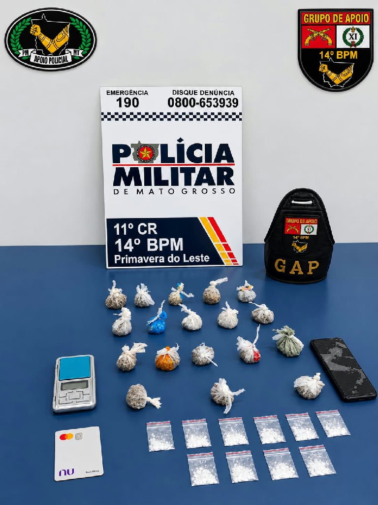 Homem com histórico de tráfico é preso com drogas em Primavera do Leste