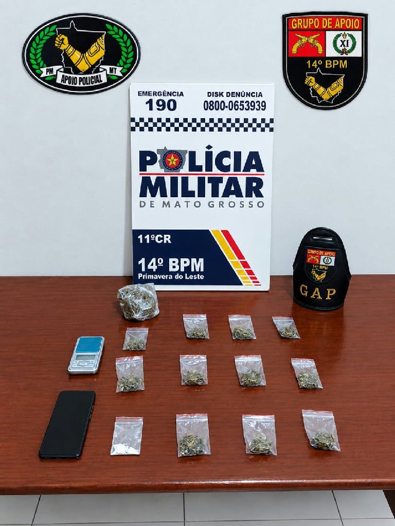 Jovem é detido com drogas escondidas em Primavera do Leste
