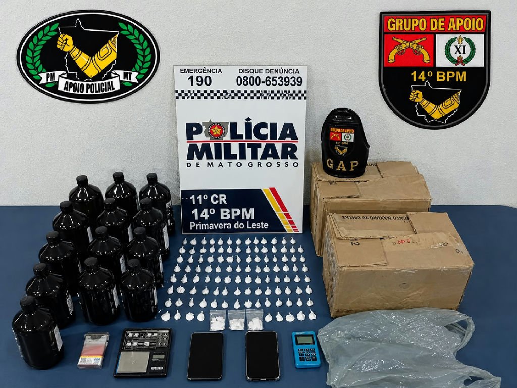 Polícia Militar apreende 100 porções de cocaína e loló em Primavera do Leste