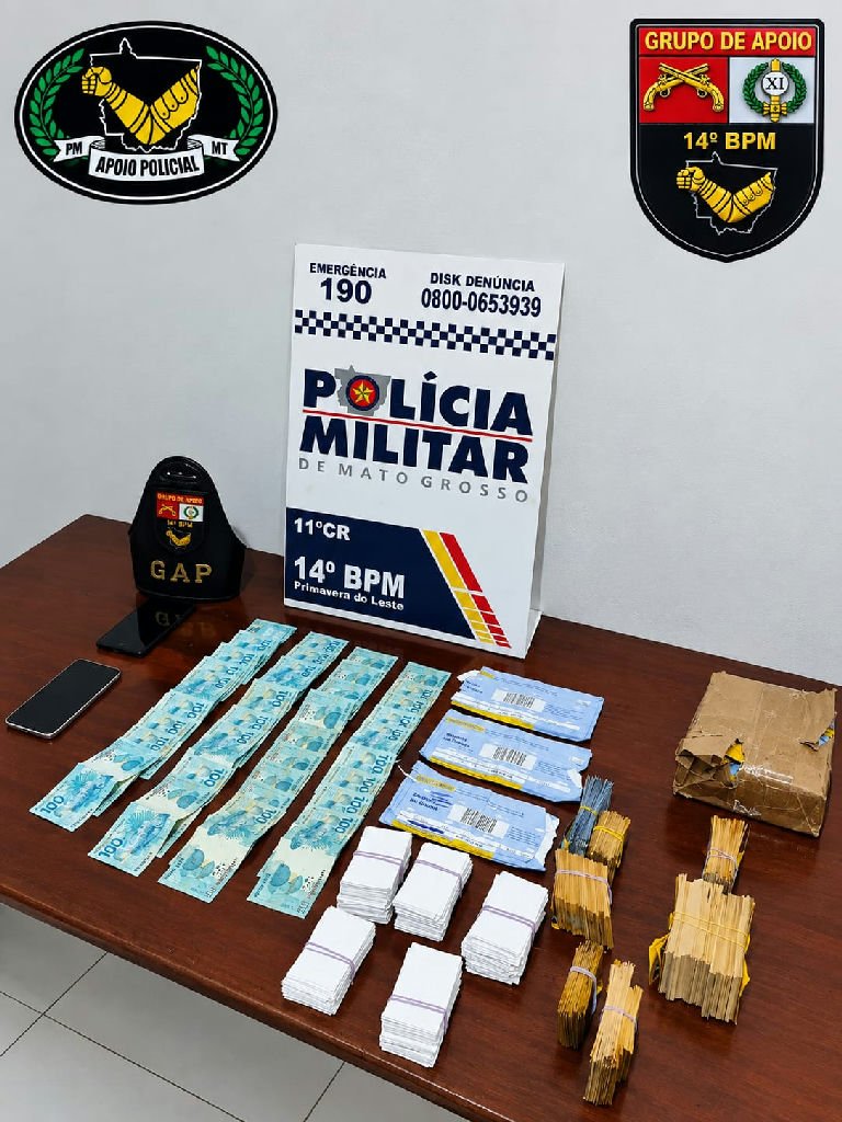 Polícia Militar apreende R$ 3,5 mil e material eleitoral com ex-vereador em Primavera do Leste